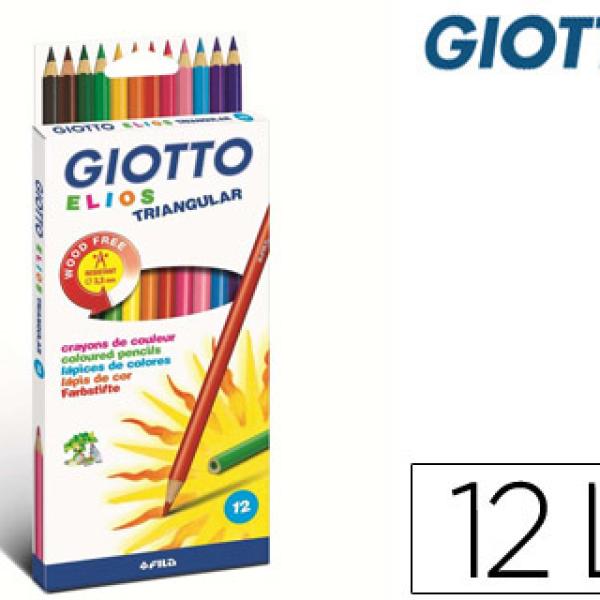 Lápis de Cores Giotto Elios Supermina Caixa de Cartão 12 Cores Mina de 3,3 mm