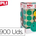 Figuras Apli Auto Adesivas Smile Verde Cara Feliz Rolo de 900 Unidades