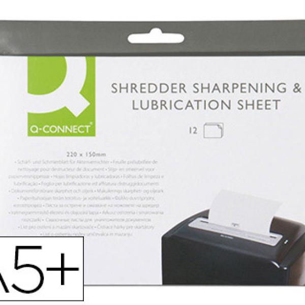Folhas Lubrificantes e Afiadoras Q - Connect p/ Destruidora Embalagem de 12 Folhas