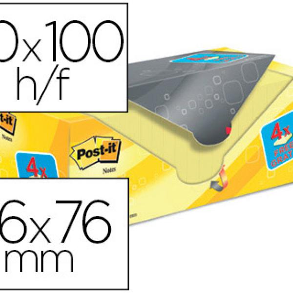Bloco Notas Adesivas Post - It Super Sticky Amarelo Canario 76X76 mm (20 Unidades) +4 Gratis