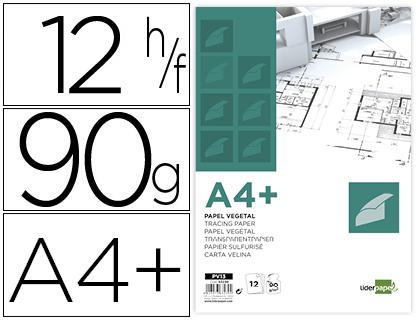 Bloco de Papel Vegetal Din A4+ 320X240mm 90G/M2 Bolsa de 12 Folhas