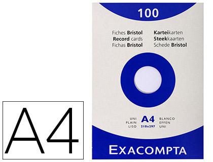 Fichas em Cartolina Exacompta A4 Brancas 205 Gr Embalagem de 100 Unidades