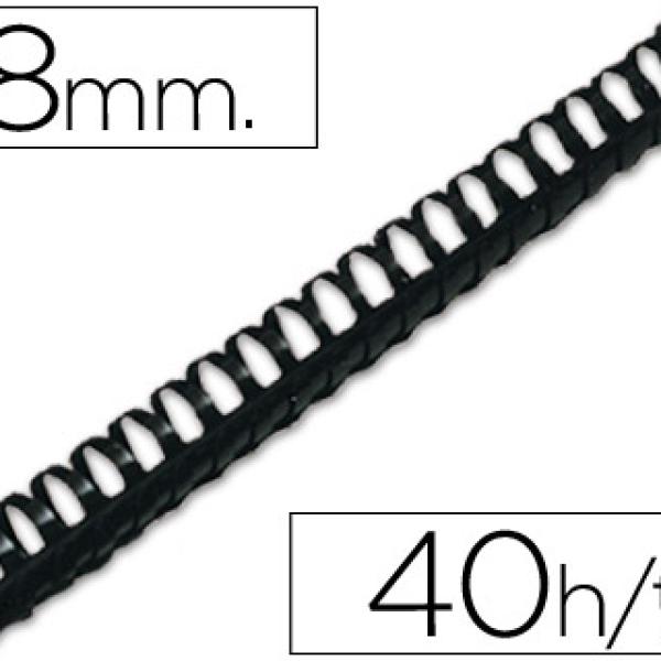 Espiral Q - Connect Redondo 8 mm Plastico Preto Capacidadee 40 Folhas (100 Unidades)