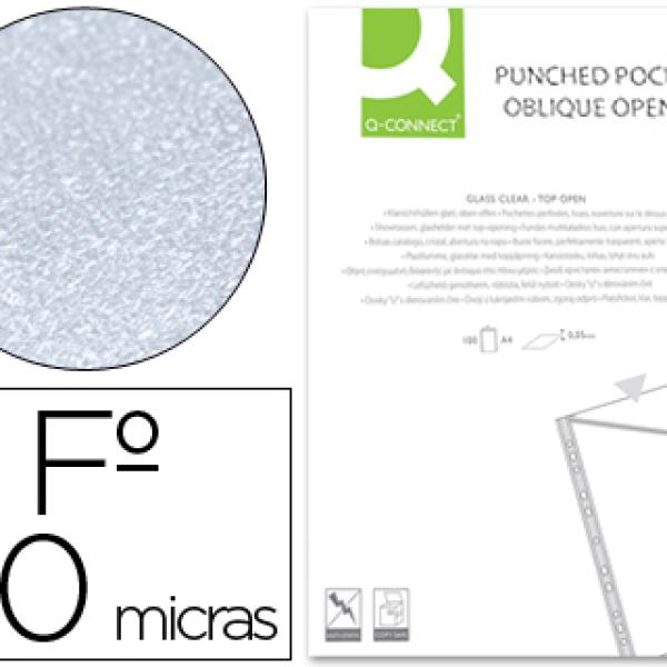Bolsa Catalogo Q - Connect Corte Obliquo 290x195mm Cristal 4 Furos PVC 90 Microns (Caixa 100 Unidades)