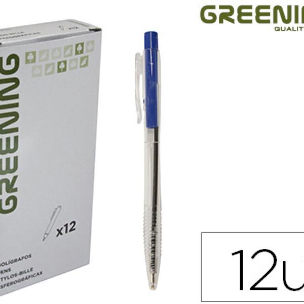 Esferográfica Greening Azul Retratil - GREENING