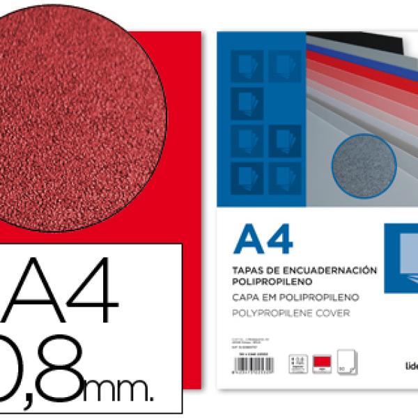 Capa de Encadernacao Polipropileno Din A4 0.8mm Vermelha (50 Unidades)
