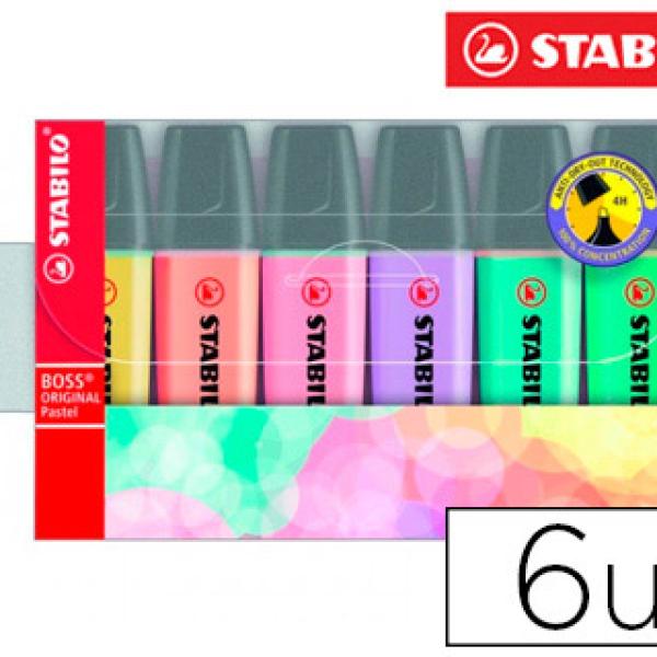 Marcador Stabilo Boss Pastel Fluorescente 70 Estojo de 6 Unidades Sortidas