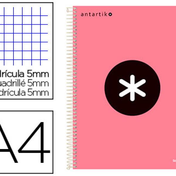 Caderno Espiral A4 Micro Antartik Capa Forrada 120F 100g Quadricula Coral