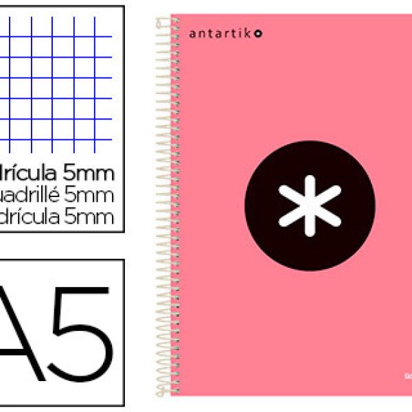 Caderno Espiral A5 Micro Antartik Capa Forrada 120F 100g Quadricula 5 mm Coral