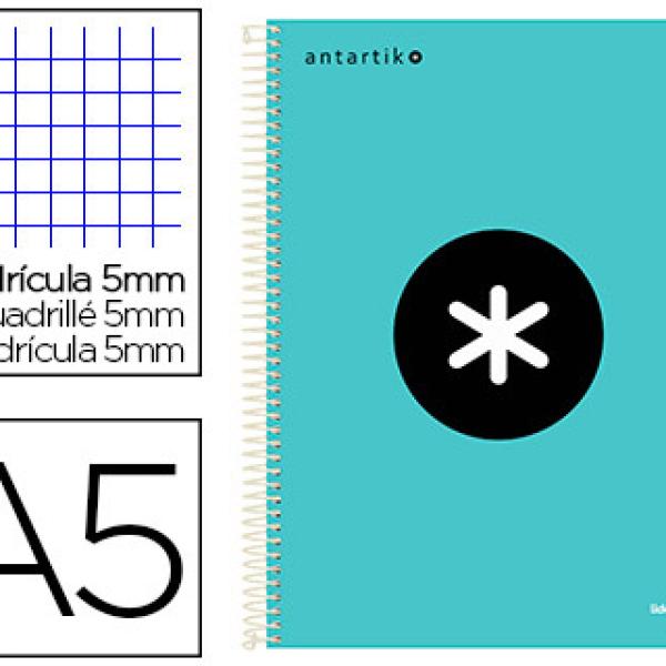 Caderno Espiral A5 Micro Antartik Capa Forrada 120F 100g Quadricula 5 mm Menta