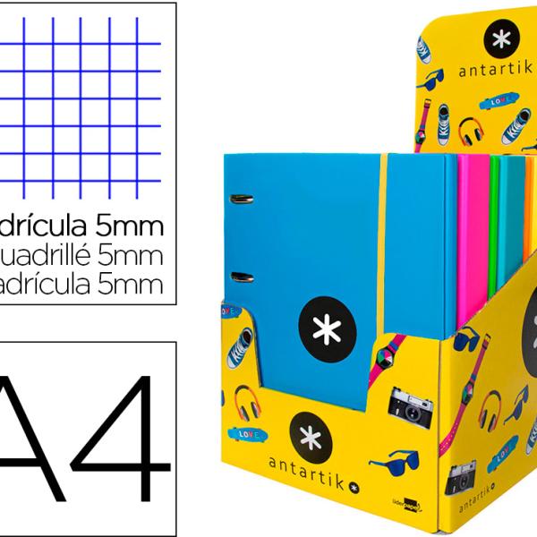 Pasta Com Recarga Antartik Din A4 Quadricula 5Mm Forrada 4 Aneis 25Mm Cores Sortidas - ANTARTIK