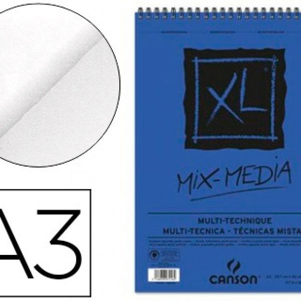 Bloco de Desenho Aguarela Canson Xl Mix Media Grano Medio A3 Espiral 30F 300 Gr