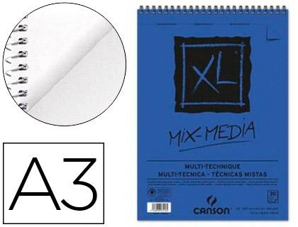 Bloco de Desenho Aguarela Canson Xl Mix Media Grano Medio A3 Espiral 30F 300 Gr