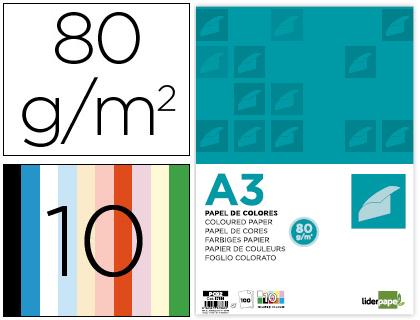 Papel de Cor Din A3 80Gr/M2 10 Cores Sortidas (100 Folhas)