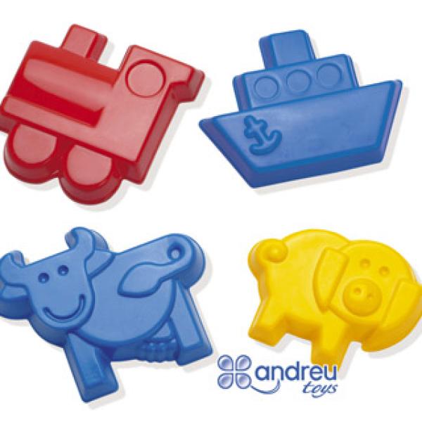 Jogo Dantoy Moldes Areia 4 Modelos 12 cm Caixa de 32 Unidades Sortidas