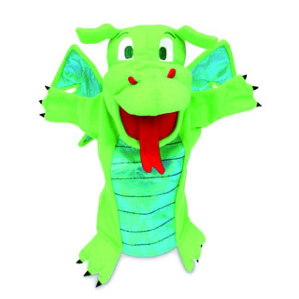 Marioneta Fiesta Crafts de Tela p/ Mão e Dedos Dragao Verde 17X33 cm