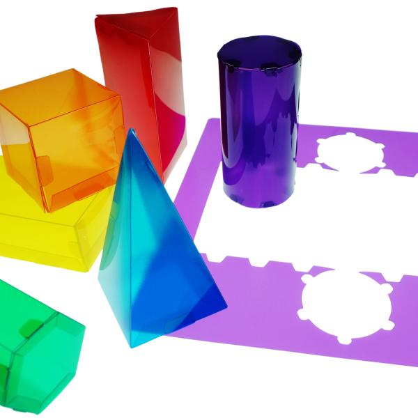 Jogo Modelos 3D Henbea Plastico Flexivel Formas Geometricas Cores Translucidos 35X35 cm