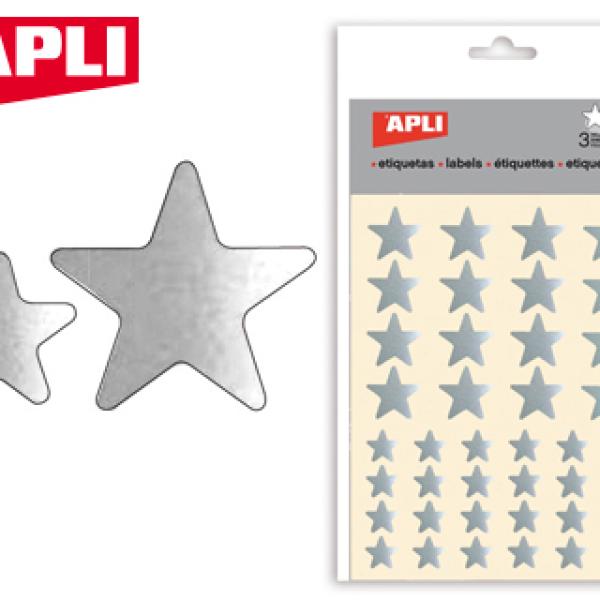 Etiquetas Apli Estrela Prata Bolsa c/ 3 Folhas