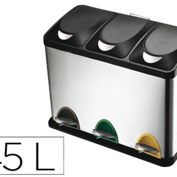 Cesto Q - Connect de Papeis Metalico Tampa Plastica 45 Litros 605X340X485mm
