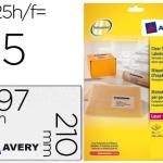 Etiquetas Adesivas Avery Din A4 Imprimiveis Transparente 210X297 mm (25 Folhas) c/25 Etiquetas