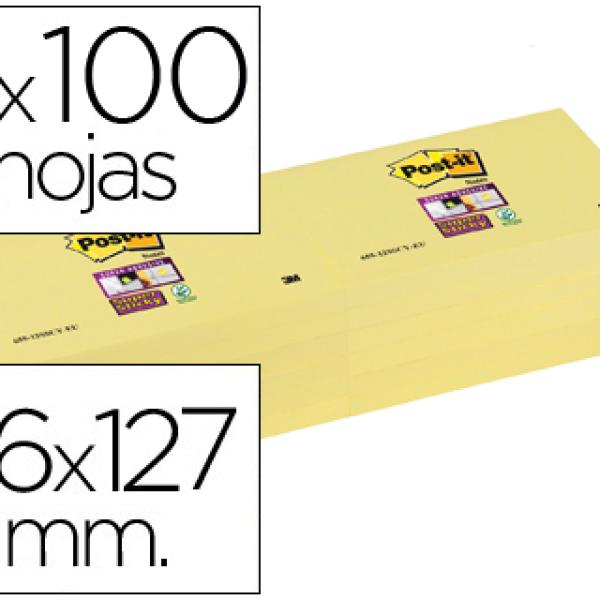 Bloco Notas Adesivas Post - It Super Sticky 76X127 mm c/ 6 Blocos Amarelo Canario