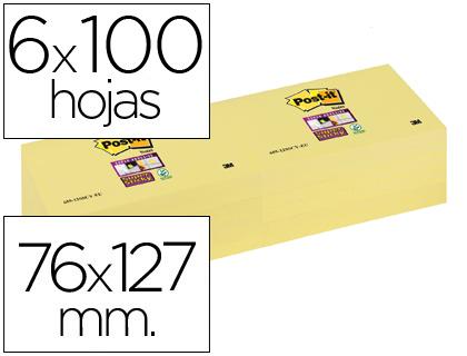 Bloco Notas Adesivas Post - It Super Sticky 76X127 mm c/ 6 Blocos Amarelo Canario