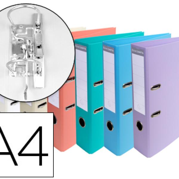 Pasta de Arquivo Exacompta de Alavanca Cartão Forrado PVC Din A4 Cores Pastel Sortidas Lombada 70mm
