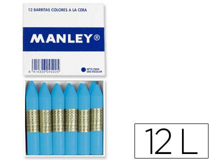 Lápis de Cera Manley Unicolor Celeste Claro N.41 Caixa de 12 Unidades