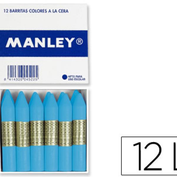 Lápis de Cera Manley Unicolor Celeste Claro N.41 Caixa de 12 Unidades