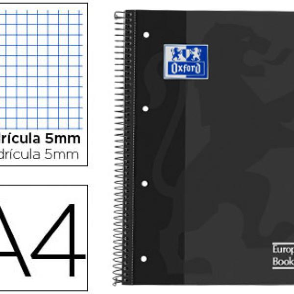 Caderno Espiral Oxford European Book Capa Extradura A4 80F Quadriculado Cinza