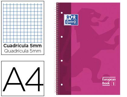 Caderno Espiral Oxford European Book Capa Extradura A4 80F Quadriculado Rosa