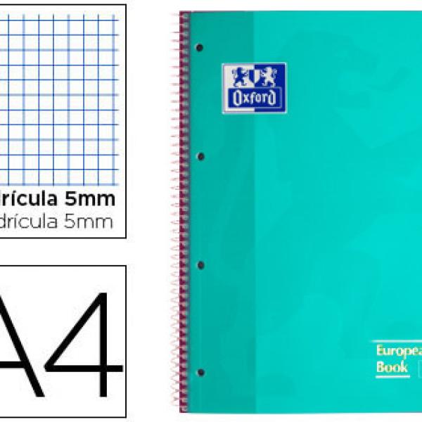 Caderno Espiral Oxford Capa Extradura Microperfurado A4 80F Quadriculado Menta Gelo