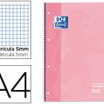 Caderno Espiral Oxford Capa Extradura Microperfurado A4 80F Quadriculado Rosa Doce