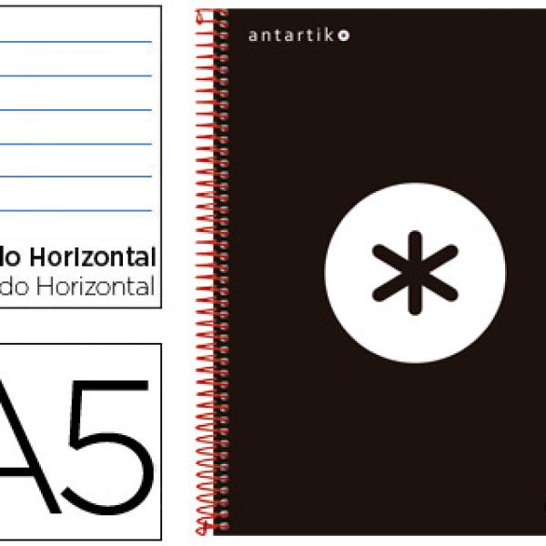 Caderno Espiral A5 Micro Antartik Capa Forrada 120F 100G Pautado Preto