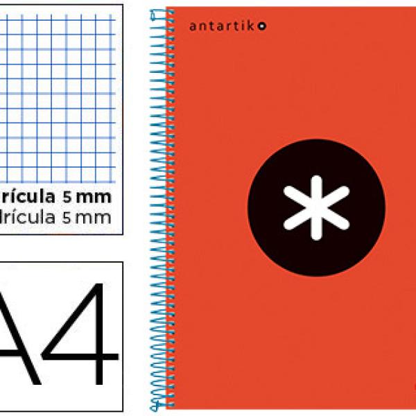 Caderno Espiral A4 Micro Antartik Capa Forrada 120F 100G Quadricula 5 mm Vermelho