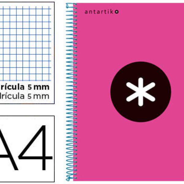 Caderno Espiral A4 Micro Antartik Capa Forrada 120F 100G Quadricula 5 mm Rosa