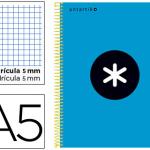 Caderno Espiral A5 Micro Antartik Capa Forrada 120F 100G Quadricula 5 mm Azul