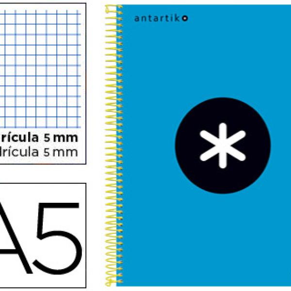 Caderno Espiral A5 Micro Antartik Capa Forrada 120F 100G Quadricula 5 mm Azul