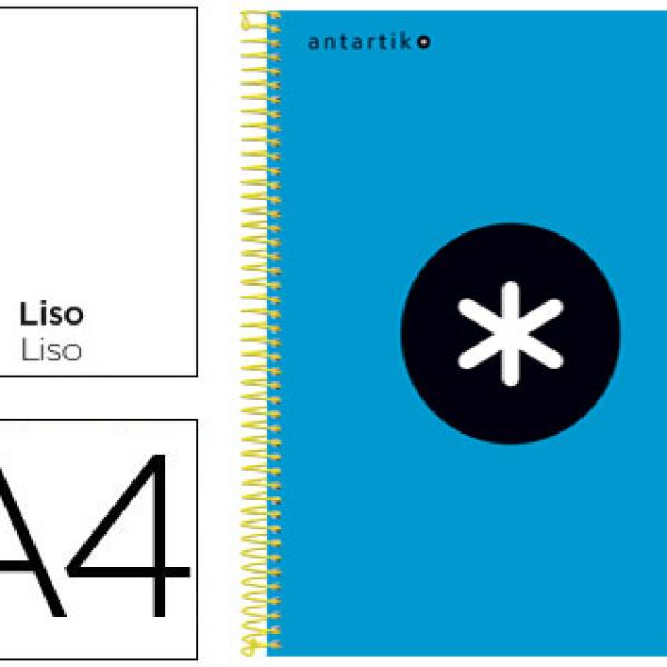 Caderno Espiral A4 Micro Antartik Capa Forrada 120F 100g Liso c/ Bandas 4 Furos Azul