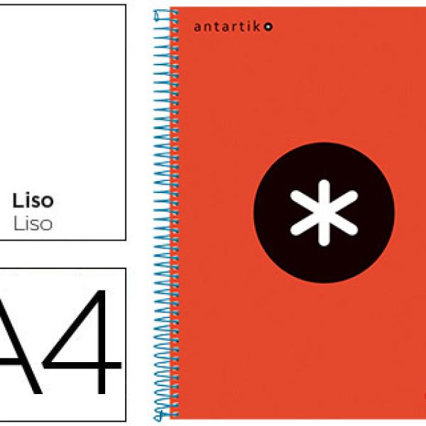 Caderno Espiral A4 Micro Antartik Capa Forrada 120F 100g Liso c/ Bandas 4 Furos Vermelho