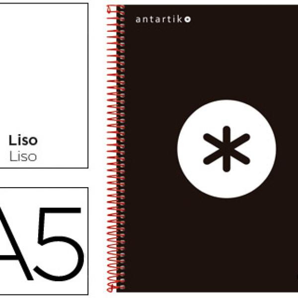 Caderno Espiral A5 Micro Antartik Capa Forrada 120F 100G Liso c/ Bandas 6 Furos Preto