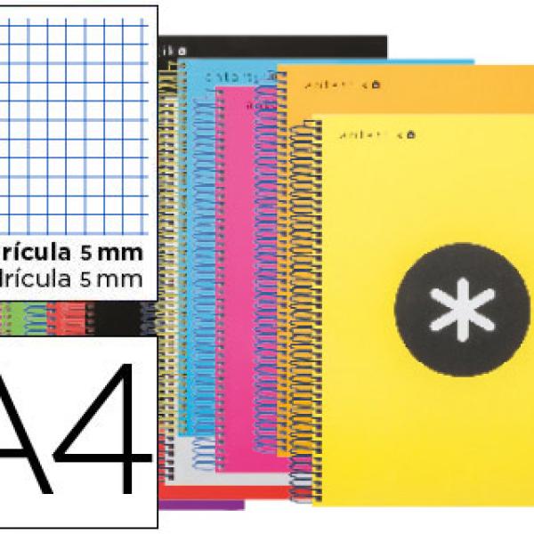 Caderno Espiral A4 Micro Antartik Capa Forrada 120F 100g Quadricula 5mm Cores Sortidas