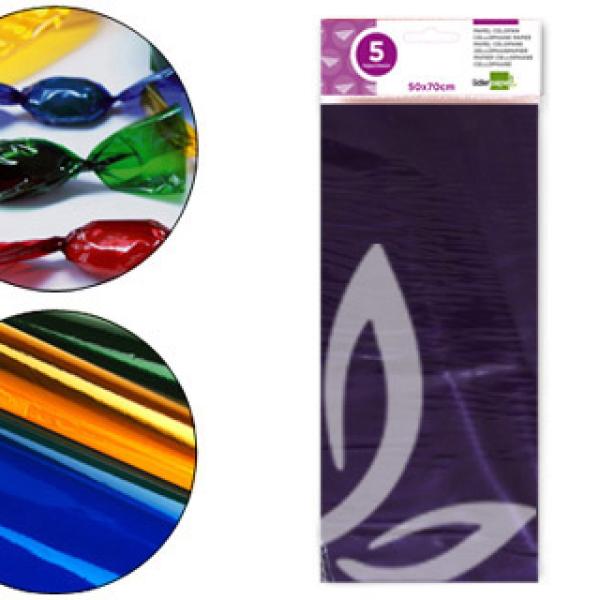 Papel Celofane 50X70 cm 22G/M2 Bolsa de 5 Folhas Violeta