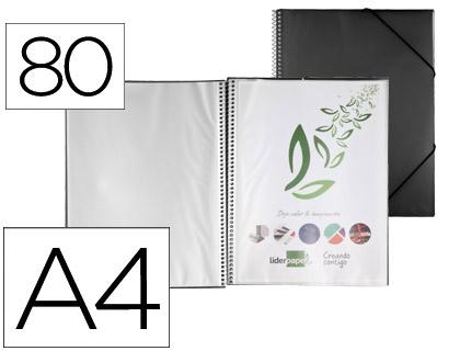 Capa Catalogo c/ Espiral 80 Bolsas Polipropileno Din A4 Preto