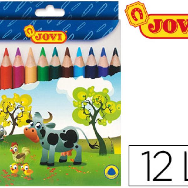 Lápis de Cores Jovi Maxi Triangulares Estojo de 12 Cores