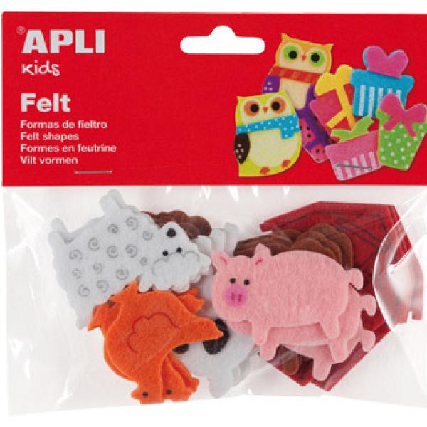 Figura em Feltros Apli c/ Forma de Animais Bolsa de 18 Unidades