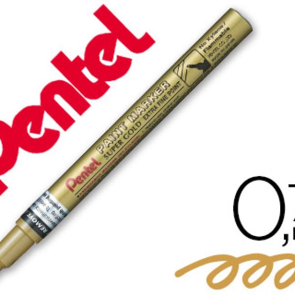 Marcador Pentel Permanente Mfp10 - X Dourado p/ Pinturas Decorativas. Ponta Extra Fina