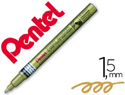 Marcador Pentel Permanente Msp10 - X Dourado p/ Pinturas Decorativas. Ponta Fina