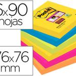 Bloco Notas Adesivas Post - It Super Sticky 76X76 mm c/ 90 Folhas (6 Blocos) Cores Sortidas Rio