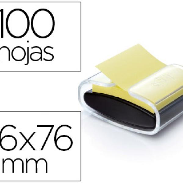 Dispensador Post - It Bloco Notas Adesivas Super Sticky Z Note Cor Preto c/ 1 Bloco 76X76 mm